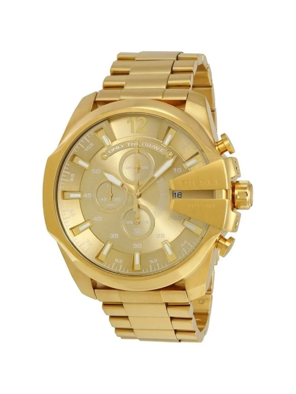 NWT Diesel Mega Chief Chronograph Champagne Dial Men's Watch